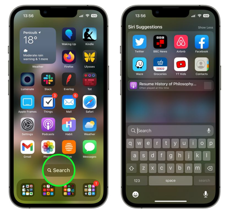 浦江苹果手机维修分享升级到 iOS 16 后，如何删除主屏幕上的搜索按钮 
