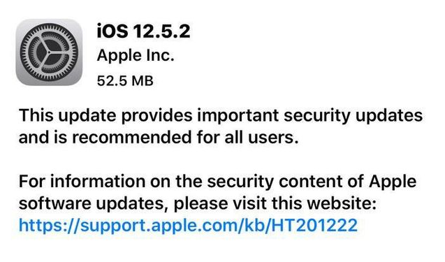 浦江苹果手机维修分享iOS12.5.2发布，建议所有老苹果用户安装 